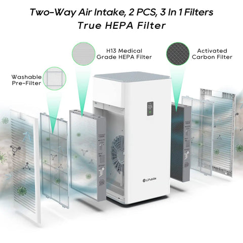 Y1000 Air Purifier Replacement Filter 2-In-1 H13 True HEPA and Activated Carbon Set 2-Pack installation diagram