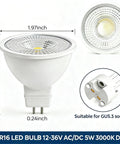 Smoother Than Butter Dimming MR 16 LED Bulbs 12V And 36V Low Voltage GU5.3 Base 3000K Warm White bulb dimensions 1.97x2.01 inches