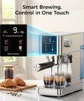20 Bar Espresso Machine Stainless Steel With LED Display And Steam Milk Frother For Cappuccino Latte And Espresso At Home