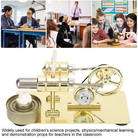 Stirling Engine Model For Kids And Students With Brushed Stainless Steel Base Easy Assembly Science Toy For Classroom Projects