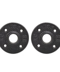Straight Up Heavy Duty Black Pipe Flange Fitting Set For Wall Mount Towel Bar, Vintage Rustic Farmhouse Decor, Built Like A Tank Malleable Iron DIY Threaded Holder, 2 Pack, matte black iron flanges for wall mounting.