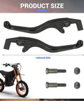 Electric Dirt Bike Hand Brake Lever Compatible With Soleil01 Tutto Tuttio E Bike Left Or Right Brake Handle Replacement For Tutti Soleil 01 Ebike Beefy Aluminum Alloy shown with bolts and dirt bike.