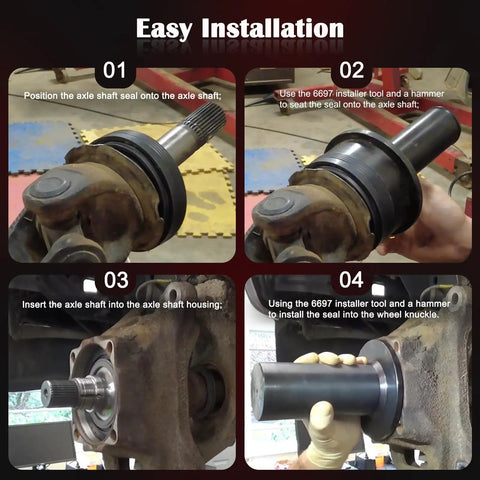 Rock Solid Wheel Knuckle Vacuum Oil Seal Installer Tool For Ford F-250 F-350 Heavy Duty Truck Axle Shaft Seal Driver in use