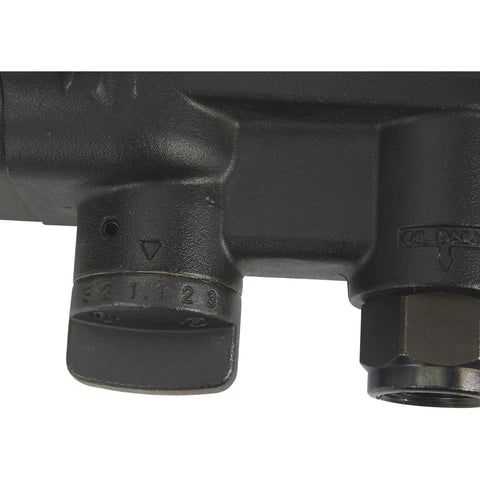 Close-up of Heavy-Duty Air Impact Wrench With 8 Inch Anvil And D-Handle showing adjustment dial and metal casing