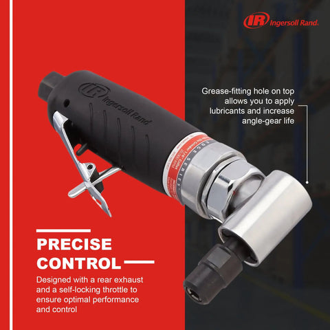 Right Angle Die Grinder With One Quarter Inch Collet, Lightweight And Easy Grip Portable Air Tool For Cutting, Grinding And Polishing, Twenty Thousand RPM, One Third HP Motor, Built For Tough Jobs And Long Lasting Performance