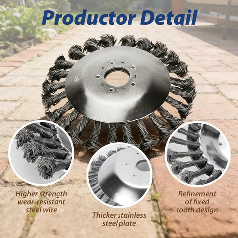 8 Inch Universal Weed Brush Cutter Trimmer Head with steel bristles for Straight Shaft String Trimmers