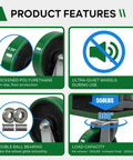 ASOMWLS 5-inch caster wheel for carts and toolboxes; thick polyurethane tread, iron center, non-marking; 550 lb