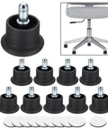 Heavy Duty Low Profile Bell Glides 10 Pack Office Chair Replacement Feet Smooth Nylon Metal Build with black finish and metal stems.