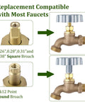 Rust-Resistant Round Wheel Faucet Handle Replacement for outdoor spigots showing compatibility with various broaches