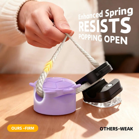 8 Pack Rotatable Cable Clips For Desk, Nightstand, Car And Wall Mount shown with enhanced spring resisting pop open