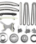 3.7L Engine Timing Chain Kit With VVT Sprockets Fits 2004-2012 Dodge Durango Jeep Commander Grand Cherokee Liberty Nitro Ram 1500 3.7L V6 SOHC Replaces C393 53020680, showing chains, sprockets, and guide rails.
