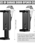 Universal Car Garage Remote Visor Clip Holder For 1.7 To 2.8 Inch Remotes, stainless steel, plastic dimensions shown