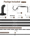 Package contents of Industrial Wrap Around Curtain Rod, 1 Inch Diameter, Adjustable 66 To 120 Inch Black Drapery Pole for indoor, outdoor use