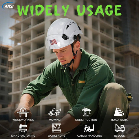 Heavy Duty White Vented Hard Hat With Brim, Ansi Z89.1 Certified Osha Approved Construction Safety Helmet, Lightweight Abs Work Hat For Men And Women, Six Point Suspension For Real Deal Job Site Protection