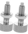 2 Pack Badass Stainless Steel Locking Plunger Featuring A Slick Knurled Handle And Dope Retractable Spring Indexing Pin For Rolling Toolboxes And Heavy Shop Gear - close-up view
