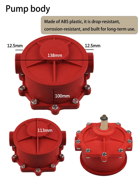Heavy Duty Manual Fuel Transfer Pump For Drum Barrels, Hand Pump With 1 Meter Hose, Portable For Diesel Gasoline And Heating Oil, Easy Transfer, No-Fuss Operation, Delivers Up To 8 Gallons Per Minute, red ABS pump body with 138mm and 113mm dimensions