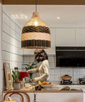 Rattan Pendant Light For Kitchen Island With Handmade Woven Lampshade Cool Ceiling Hanging Fixture Over Kitchen Counter