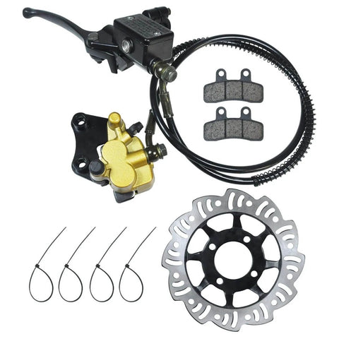 Front Hydraulic Disc Brake Kit With Master Cylinder And Caliper Assembly Rotor And Pads For 50cc 70cc 90cc 110cc And 125cc Dirt Bikes And ATVs Heavy Duty