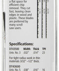 5 inch Premium Double Tooth Scroll Saw Blade specifications for wood and plastic cutting with clean edges and efficient chip clearance.