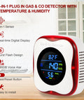 Four In One Plug In Carbon Monoxide And Gas Leak Detector With Real Time Display And Temperature Humidity Monitor for kitchen use.