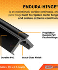 Beast Mode Pvc Continuous Piano Hinge Four Foot Rust Proof And Uv Resistant Heavy Duty Outdoor Living Hinges, black PVC hinge close-up.