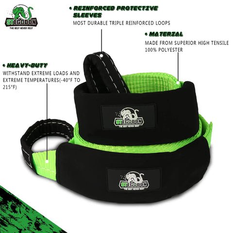 Heavy Duty 4x4 Recovery Kit With Winch Accessory Bundle Tow Strap Eight-Ton Snatch Block Shackle Receiver Hitch Lock D Ring