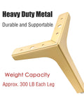 7 Inch Heavy Duty Gold Metal Furniture Legs Set of 8, Triangle Style Sofa Couch Chair Table Cabinet Feet, weight capacity 300 lb