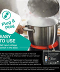 1000 Watt Voltage Converter Step Up And Down For 110V To 220V Or 220V To 110V Fully Grounded Cord with cooking pot