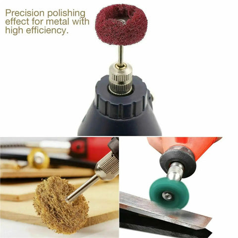 Wool Felt Mini Polishing Brush Wheel For Rotary Tools 1 Inch Felt Grinding Head With 3mm Shank Buffing Wheel rotating on tool