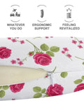 U Shaped Travel Neck Pillow For Women Comfy Plush Comfort For Sleeping And Napping Breathable Floral Pink Rose Vintage Design zipper detail