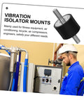 Heavy Duty Rubber Vibration Reduction Mounts For Equipment, Shock Absorber Isolators For Fitness Gear, HVAC Units, Bicycles And Air Compressors, Built Tough To Damp Vibration And Prevent Deformation, black rubber with threaded bolt