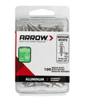 Medium Aluminum One Eighth Inch Pop Rivets For Metal Fabric Leather And Auto Repair 100 Pack Pro Grade Easy Install Quick Set Rivets package