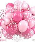 Pink Bow Balloons Kit Includes 30 Pieces Of 12 Inch Balloons In Hot Pink Rose Dots And Confetti Styles Plus Two Big Foil Bow Balloons And White Ribbon For Girls Birthday Party Baby Shower Wedding Decor