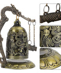Vintage Bronze Dragon Lock Bell, Top Shelf Handcrafted Desktop Ornament With A Smooth Electroplate Finish, detailed dragon design