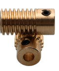 Brass BISS gear reducer with 20-tooth worm gear wheel and 4mm bore shaft, L-shaped gear pair