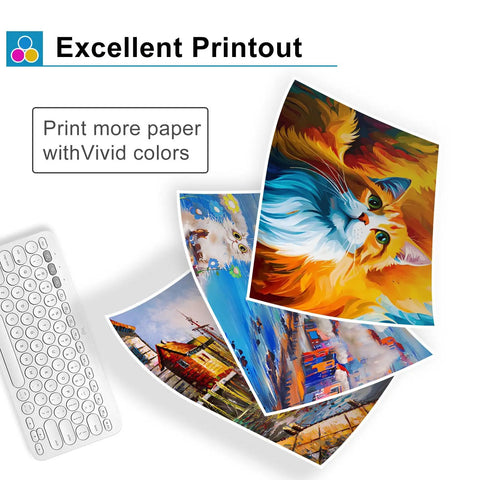 Printed images showing artwork with vivid colors, demonstrating the quality output of the 61XL Ink Cartridge Replacement Black And Color All In One Pack