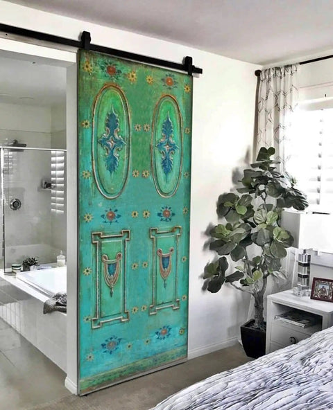 Hand-Carved Authentic Barn Door For Interior And Exterior Use, Custom Size 71x34 Inch Front Door, Sliding Or Hinged Farmhouse Door