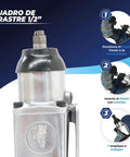 Butterfly Style Pneumatic Impact Wrench With Three Eighth Inch Drive And One Hundred Foot Pound Torque Compact Lightweight Air Tool close-up of drive square.