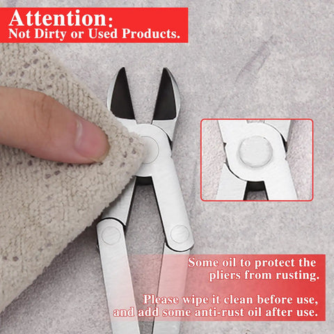 Extra Long Reach Wire Cutting Pliers With Double Joint Diagonal Cutters For Tight Spaces, Cuts Zip Ties And Soft Wires, Cotter Pins And Safety Wire Up To 1.5mm, Ideal For Auto Repair, Electrical Work, And Mechanic Projects, cleaning oil protective note