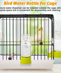 Awesome 2 Pack Automatic Bird Water Dispenser With No Mess Design For Parrot And Budgie Cages showing 140ml tank in cage.