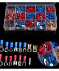 Top Quality 300 Pc Crimp Connector Assorted Set With Insulated Butt Ends For Electrical Wiring Red And Blue Copper Terminals Kit To Finish Any Job Right, organized in case