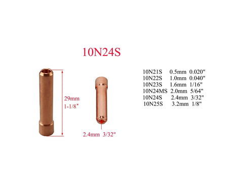 Pro Grade Top Notch Gas Lens Stubby Collet Bodies TIG Kit Three Thirty Second Inch Two Point Four Millimeter 45V26S 10N24S