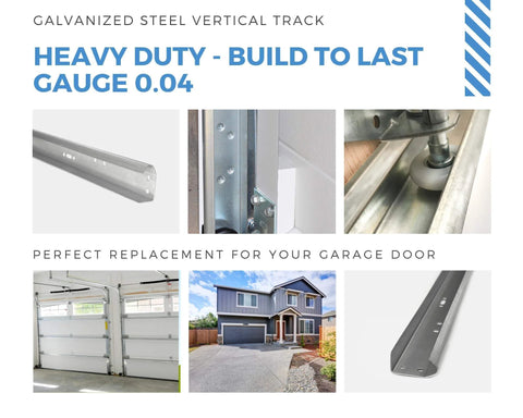 Vertical Garage Door Track Replacement Kit Left And Right Rails For 7 Foot Doors Galvanized Steel Hardware 2 Inch Roller Compatibility Residential And Light Commercial Side Tracks Easy Install And Smooth Operation