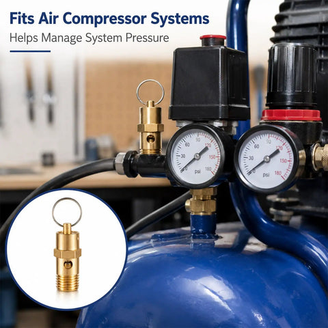 Quarter Inch NPT 200 PSI Brass Air Compressor Pressure Relief Valve Safety Check Valve Vent on air system