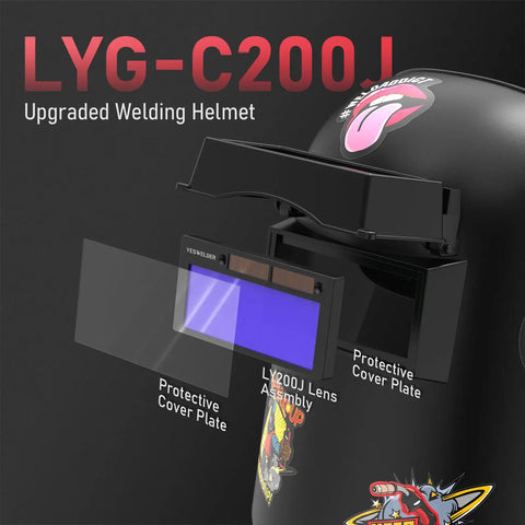 Large Viewing Auto Darkening Welding Helmet With True Color Lens 3.93 By 3.66 Inches Four Sensors For TIG MIG MMA Plasma
