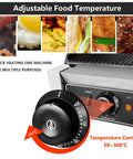 Close-up of temperature control knob on Ultimate 1800W Electric Sandwich Maker With Non-Stick Stainless Steel Plates.