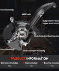 Front Left Steering Knuckle And Wheel Bearing Hub Assembly For Honda Accord 2003 2007 2.4L L4 Sedan Coupe driver side