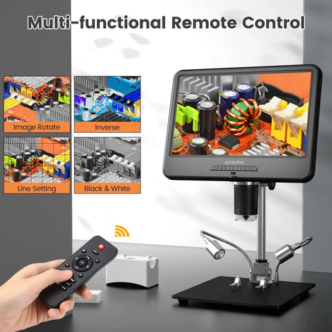 10.1 Inch Digital Microscope For Adults With 1080p Video And 12MP Imaging, 8 LED Illumination, Coin Magnifier For Error Coins, Soldering Electronics Microscope, Metal Stand, PC View, 32GB Storage, with remote