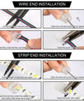 Instructions for installing 10 Pack 4 Pin 10mm Solderless LED Strip Light Connectors And 16.4 Ft Conductor Extension Cable, step-by-step guide