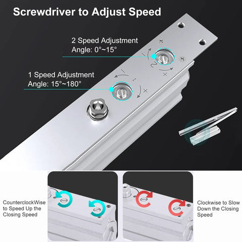 Concealed Door Closer With Automatic Hydraulic Soft Close Damper And Hold Open For Doors Weighing 99 To 187 Lbs speed adjustment